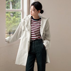 버튼 후드 야상 아우터 40대여성 캐주얼 가을