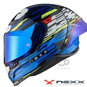 넥스헬멧X. R3RGLITCH RACER- carbon blue/neon -