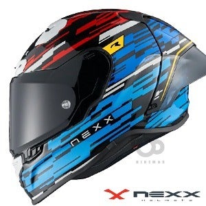 넥스헬멧X. R3RGLITCH RACER- carbon blue/red -