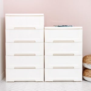 블랑 모던 서랍장 3-5단 플라스틱 수납장 다용도 수납 정리함 (투명/화이트)