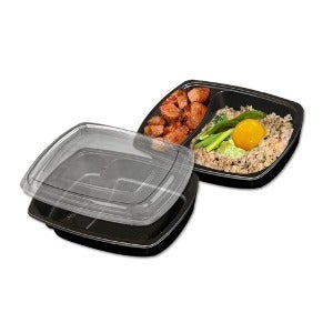 [한정판매] 도시락용기 2칸 검정 (뚜껑별도) JB 033