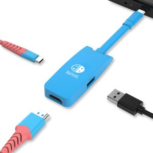 베이식스 닌텐도 스위치 호환 독 3in1 멀티허브 USB C타입 HDMI 4K 60hz  1개  블루