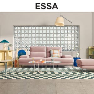 에싸 아르떼 3인 스윙기능 리브 패브릭 소파+스툴