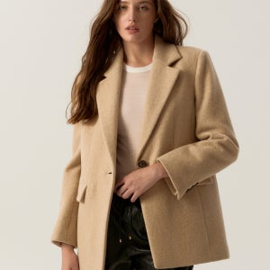 [바쉬] [알파카 53] 베이지 멜란지 원버튼 울혼방 긴팔 테일러드 자켓 SLJA4D008I2