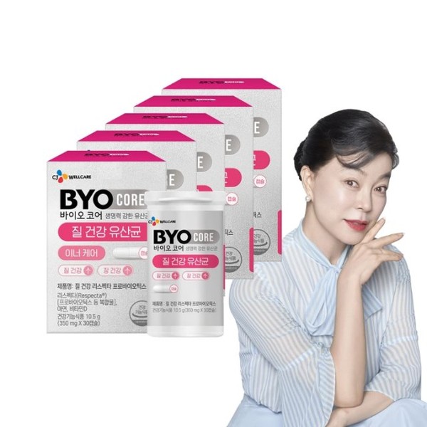 [씨제이제일제당] 바이오코어 <b>질</b> 건강 유산균(350mg x30캡슐) x5박스 5개월분