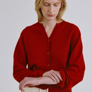 [스텝어라운드] Cashmere whole garment round cardigan_RED