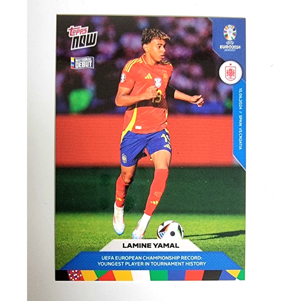 라민 야말 유로 데뷔 카드 Topps Now UEFA Euro 2024 Lamine Yamal National Debut Youngest Player No-005 축구카드  1개