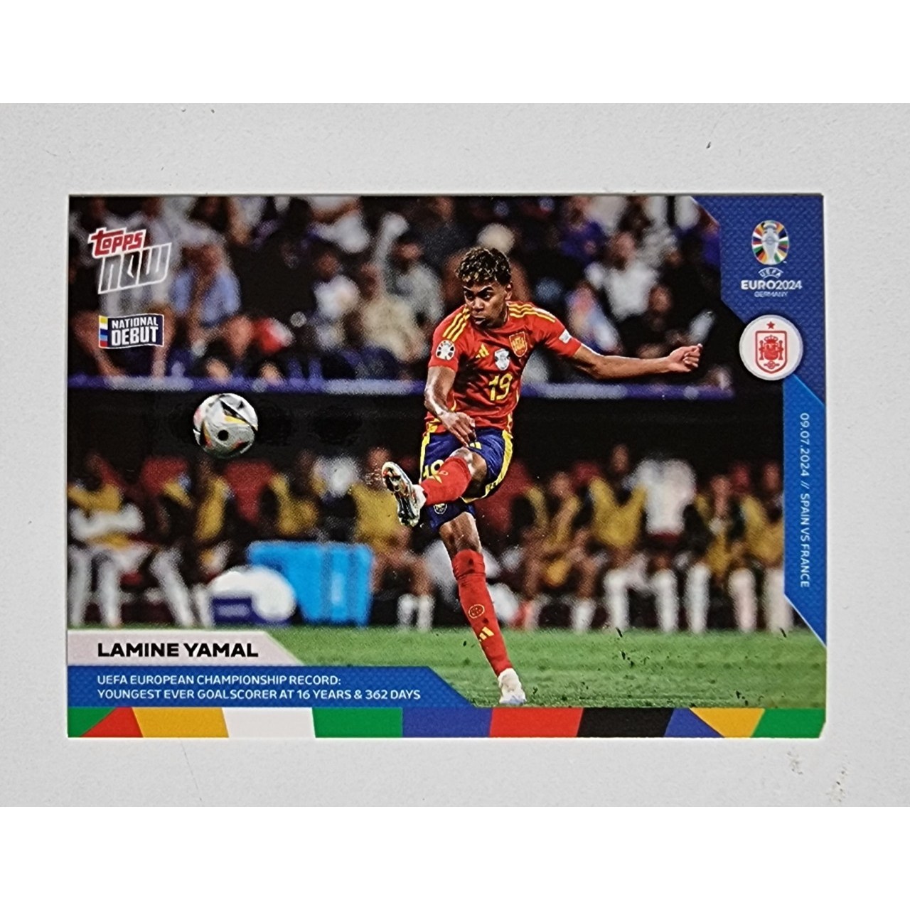 라민 야말 유로 최연소 골 카드 2024 Topps Now UEFA Euro #054 Lamine Yamal National Debut Youngest To Score 축구카드