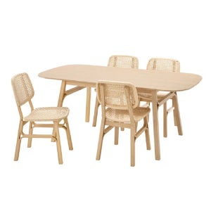 이케아 VOXLOV 둥근 모서리의 대나무 식탁세트/4인용식탁