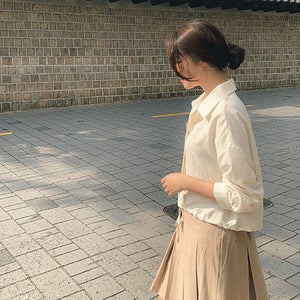 매이텔 빅사이즈 크롭 스트링 셔츠