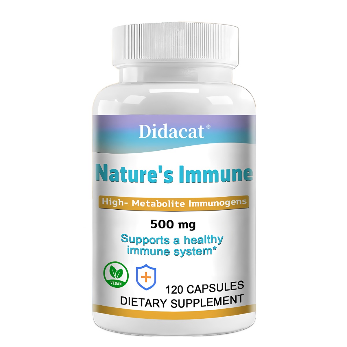 Nature’s Immune - 500mg(120정) 건강한 면역 체계를 위한 고대사성 면역원 세포 면역 강화 영양 보충제 - 유전자 변형 성분 없음 미국산  60캡슐-3병  1개