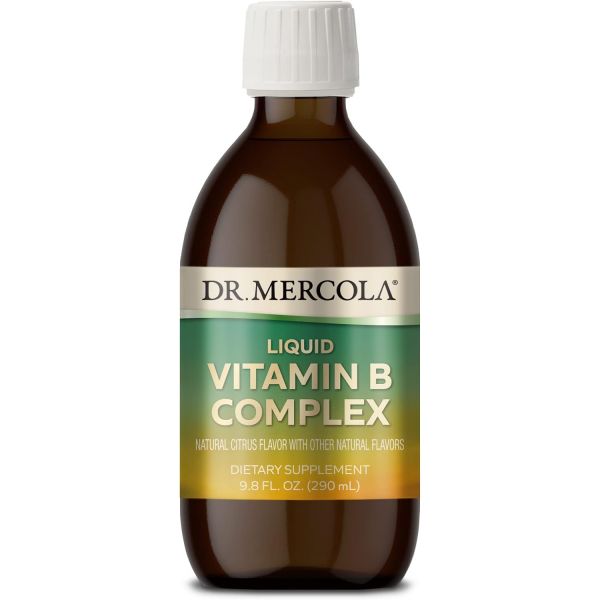 <b>Dr. Mercola</b> Vitamin B Complex Liquid 9.8 Fl. Oz. 290mL 29인분 천연 시트러스 향 식이보충제 <b>스트레스</b> 관리 지원 NonGMO  1개