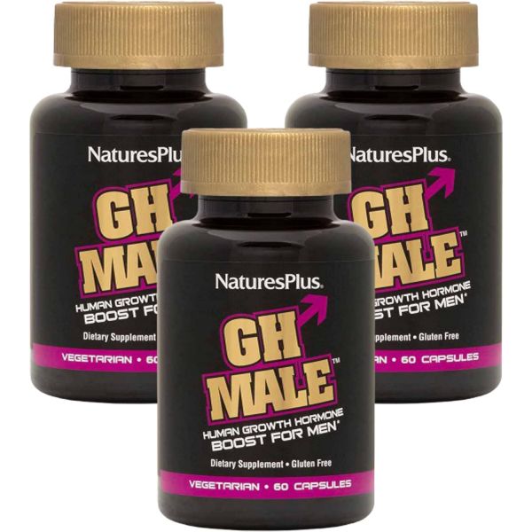 Nature’s Plus NaturesPlus GH 남성 - 60 캡슐 3팩 남성을 위한 인간 <b>성장 호르몬</b> 부스트 채식주의자 글루텐 프리 총 90회분  3개  60정