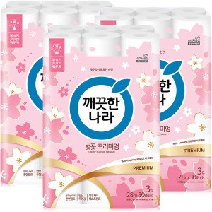 깨끗한나라 깨끗한나라 허브가든 벚꽃 프리미엄 3겹 28m 30롤 3팩