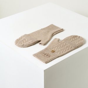 아떼 바네사브루노 액세사리 카멜 울캐시미어 케이블니트 오픈형 글로브 AAGV4F605CM
