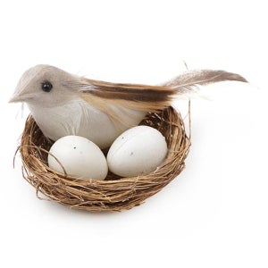 둥지 참새 모형 10cm 가짜 인조 모조 새 조류 실제 깃털사용 제작