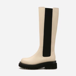 [선미 착용] 라운드 토 첼시 롱부츠 412248001 (5cm/2colors)