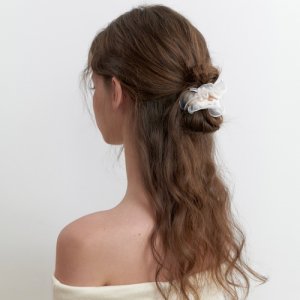 [카인더베이비] velvet romatic mesh lace scrunch - cream