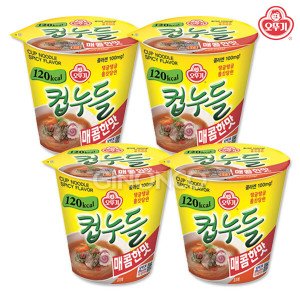 오뚜기 오뚜기 컵누들 매콤한맛 37.8g x4 저칼로리 탕비실 야식 컵라면 캠핑