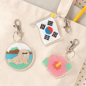 우리나라 보석십자수 키링 태극기 무궁화 강치 키홀더 열쇠고리 체험활동 만들기재료 diy