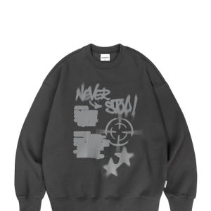 [게인스보로] 네버스탑 맨투맨_차콜 24021CC