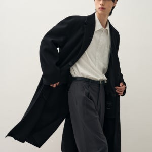 [드로우핏] [드로우핏X노이어] 핸드메이드 캐시미어 싱글 코트 DFCT2407BK