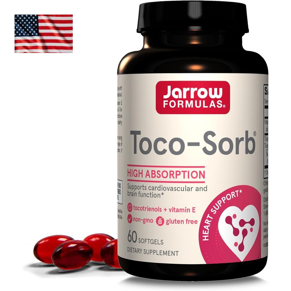 Jarrow Formulas <b>Toco</b> <b>Sorb</b> Vitamin E 60캡슐 재로우 포뮬러스 <b>토코</b>페놀  1개  60정