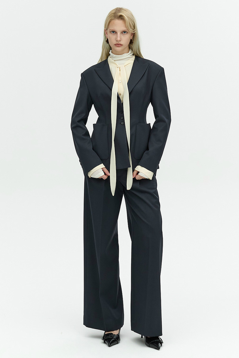 [르하스] WIDE-LEG WOOL TUCK PANTS DARK NAVY - 기타