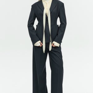 [르하스] WIDE-LEG WOOL TUCK PANTS DARK NAVY - 기타