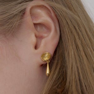 오브베이지 [Vei] 925silver Drop Bar Stone Earrings _ Rutilated Quartz_Od3a2mea91