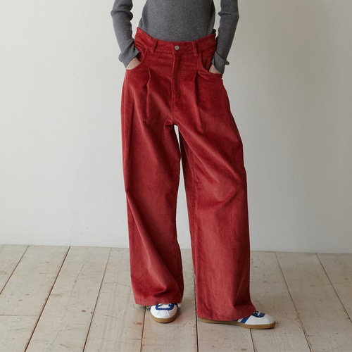 [그린버터] Corduroy Wide Pants (Brick Red)