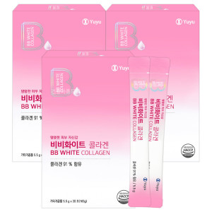 유유 <b>비비 화이트 콜라겐</b>5000mg 30포X3박스 프랑스산 저분자 피쉬콜라겐 비타민C