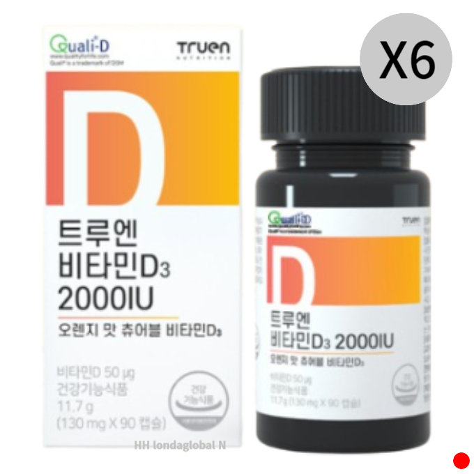 <b>트루엔 비타민D</b>3 2000IU 츄어블 오랜지맛 90캡슐 X6