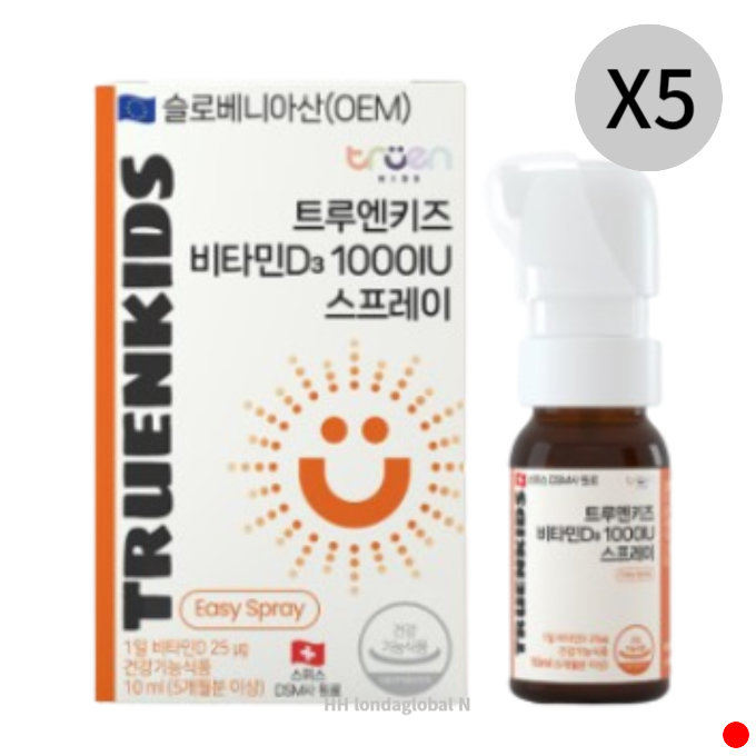 <b>트루엔</b> 키즈 <b>비타민D</b>3 1000IU 스프레이 칼슘 10ml X5