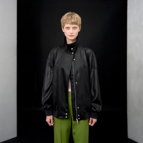 [아리크.] Segin oversized panel bomber jacket Black