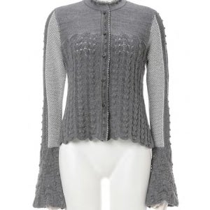마메 쿠로구치 오픈 워크 패턴 니트 가디건 MM24FW-KN077GRY