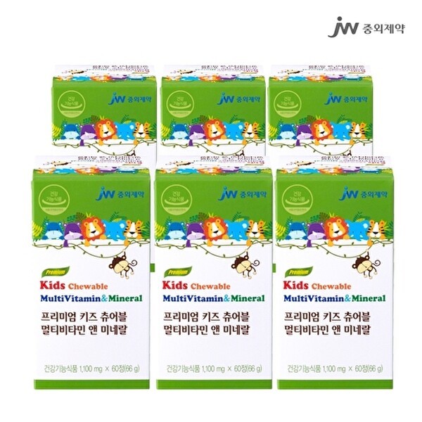 <b>JW중외제약</b> <b>JW중외제약</b> 키즈 멀티 비타민 <b>미네랄</b> 60정 6병 어린이 영양제