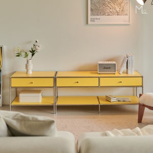 모로 [모로] 파오 1800 미드센츄리 모듈 거실장 세트 협탁 수납장 서랍장 2단 아이언 프레임