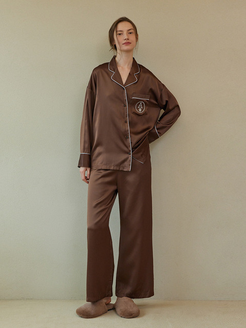 [아템포] 24FW 클래식 라운드 파자마 세트 / 초콜릿