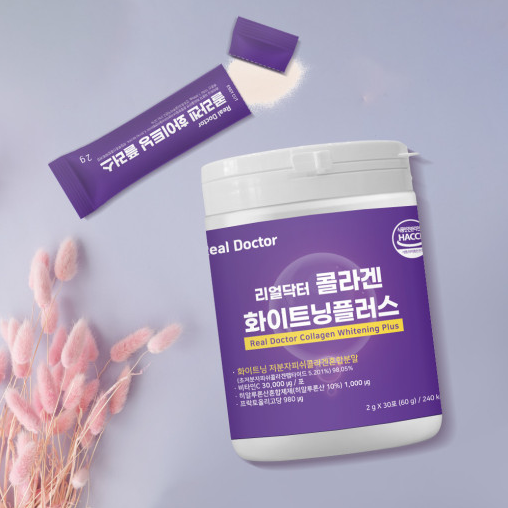 <b>리얼닥터</b> 화이트닝 콜라겐 30포 x 2개입 SET 히얄루론 글루타치온 <b>피부</b> <b>피부</b>미용  2박스  30회분