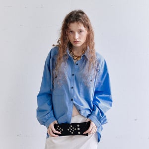 데어드 Shirring Bleached Denim Shirt