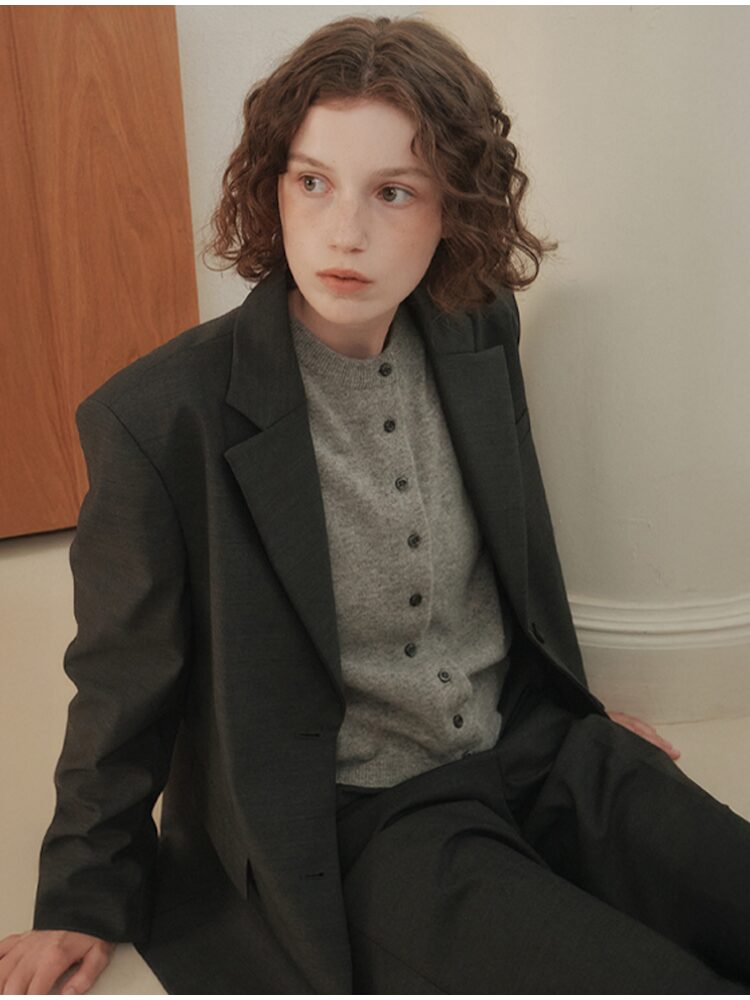 [아바몰리] [차정원,문가영,소진,이선빈,김혜준 착용] MARTIN MELANGE SINGLE JACKET (D/Grey) 짙은회색 ADF-JKI101-10