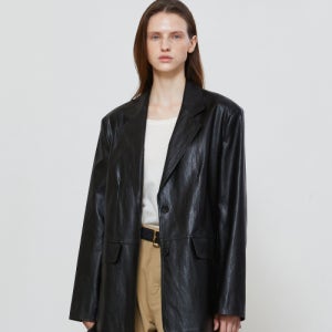 [노티아] OVER FIT SINGLE LEATHER JACKET - BLACK 5003396686