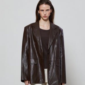[노티아] OVER FIT SINGLE LEATHER JACKET - BROWN 5003396685