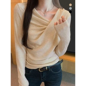 [비바로그]  볼리 사선스퀘어 블라우스 티셔츠