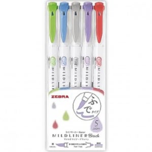 11500 제브라 마일드라이너 마카 브러쉬펜 형광펜 5색 세트 - WFT8-5C-NC