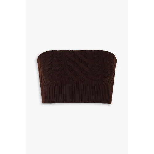 EMILIA WICKSTEAD Bimba strapless cropped cable-knit wool-blend top