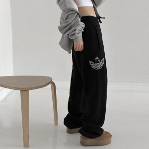 아디다스 남녀공용 오리지널 아웃라인 트레포일 프렌치테리 와이드 팬츠