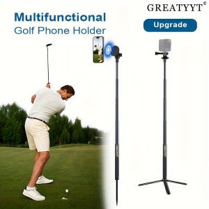 GREATYYT 1개 신형 업그레이드 자석 골프 휴대폰 홀더 (삼각대 & 포함) - 다기능, 액션 카메라 및 모든 스마트폰 호환 - 골프 스윙 녹화, 훈련 보조, 셀카, 동영상,