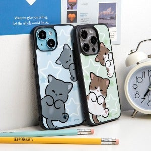셰이플리,HI 냥냥귀여워 발라당 범퍼 폰케이스